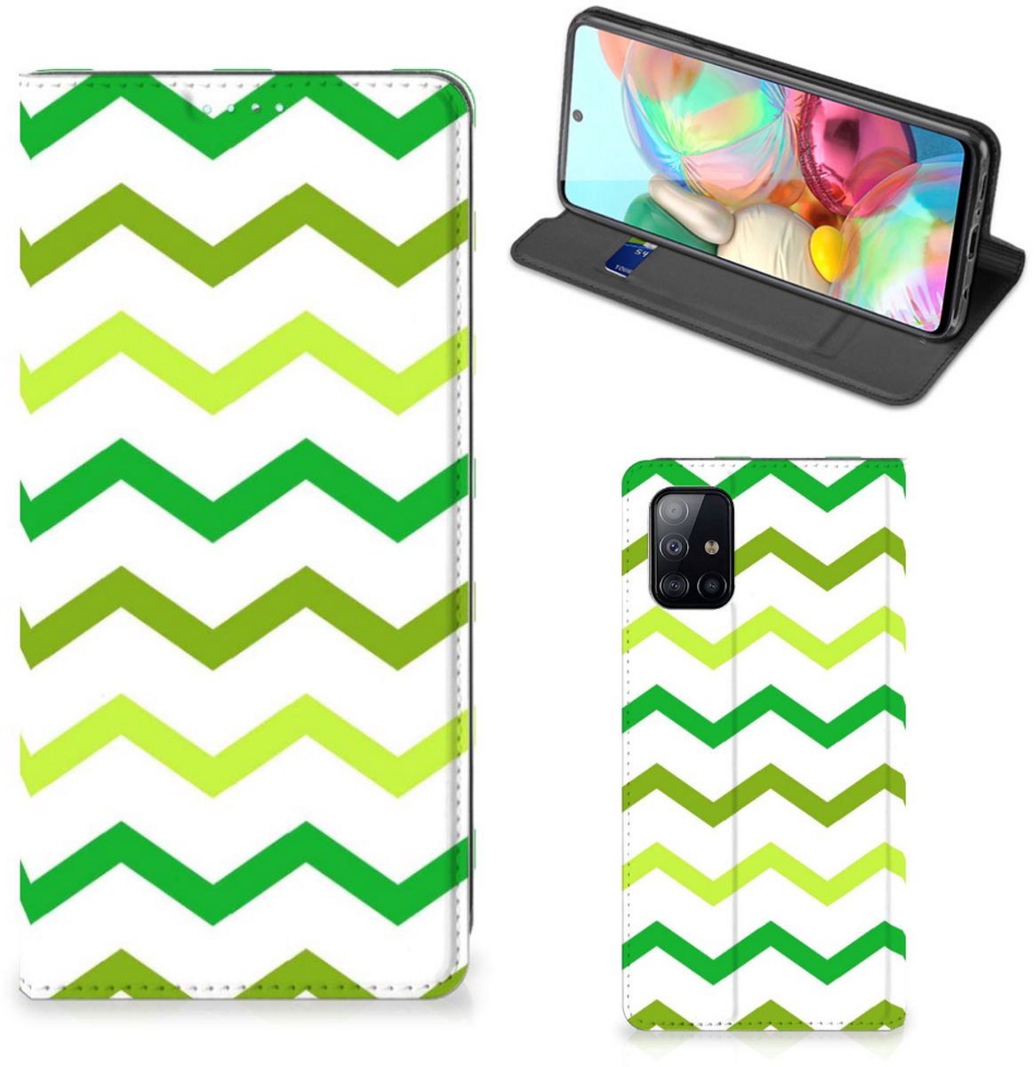 Samsung Galaxy A71 Hoesje met Magneet Zigzag Groen