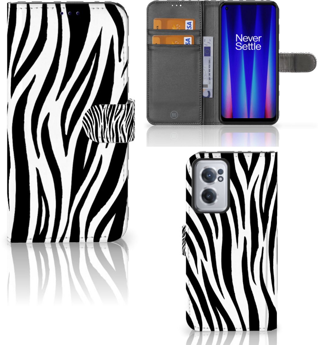 OnePlus Nord CE 2 Telefoonhoesje met Pasjes Zebra
