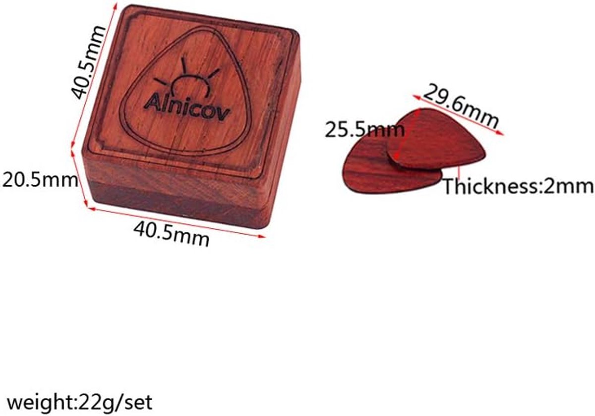 Houten Gitaar Picks met Opbergdoos - 2 Stuks