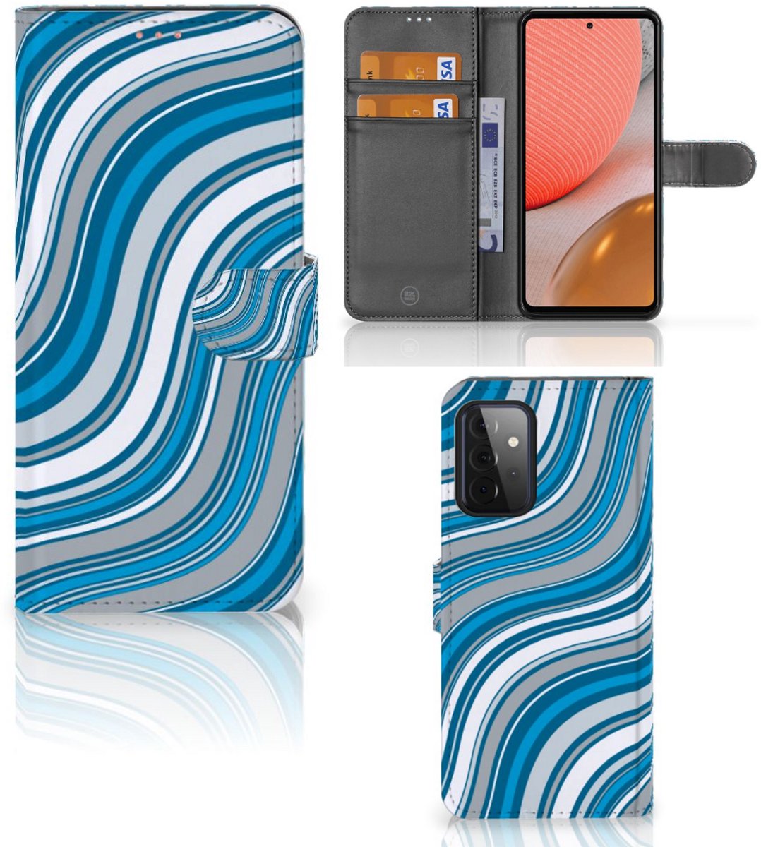 Samsung Galaxy A72 Telefoon Hoesje Waves Blue