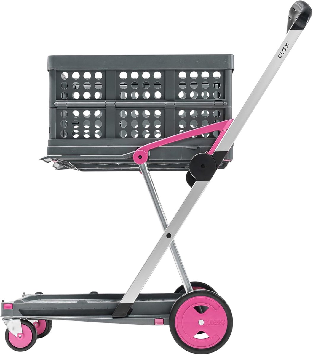 Handwagen met Vouwbox - Roze Transporttrolley voor Binnen en Buiten