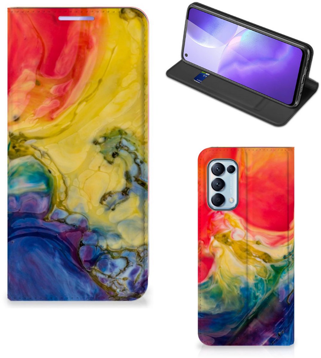 Bookcase OPPO Find X3 Lite Watercolor Dark