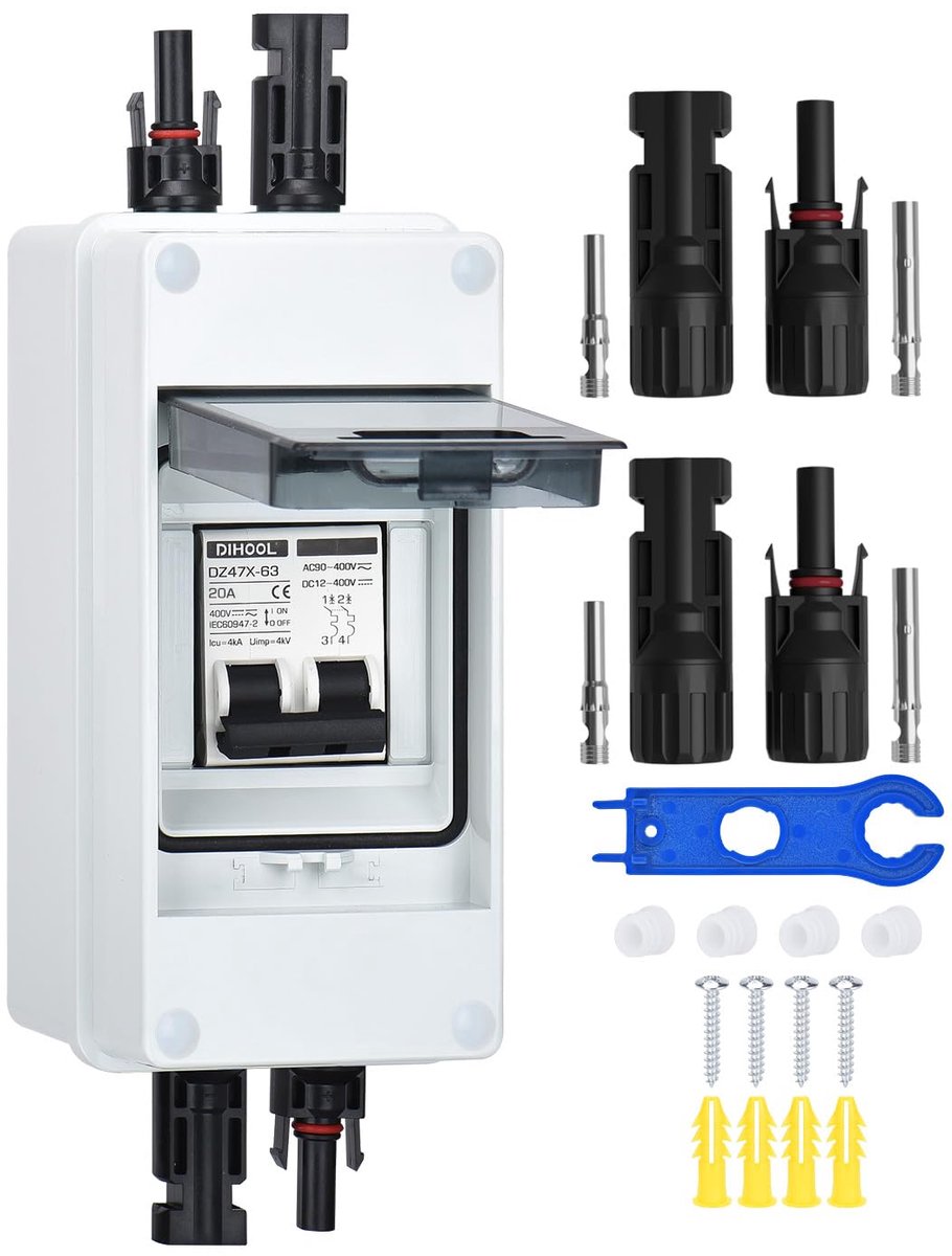 Zonne Circuit Breaker 2-Pole 20A 12V - IP65 Waterdicht