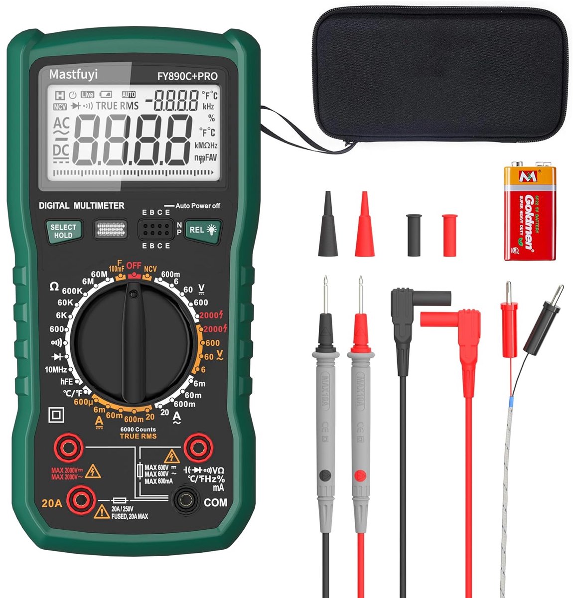 Multimeter voor Fotovoltaïsche Toepassingen - 2000 V AC/DC en 20 A - TRMS 6000 met Overbelastingsbeveiliging