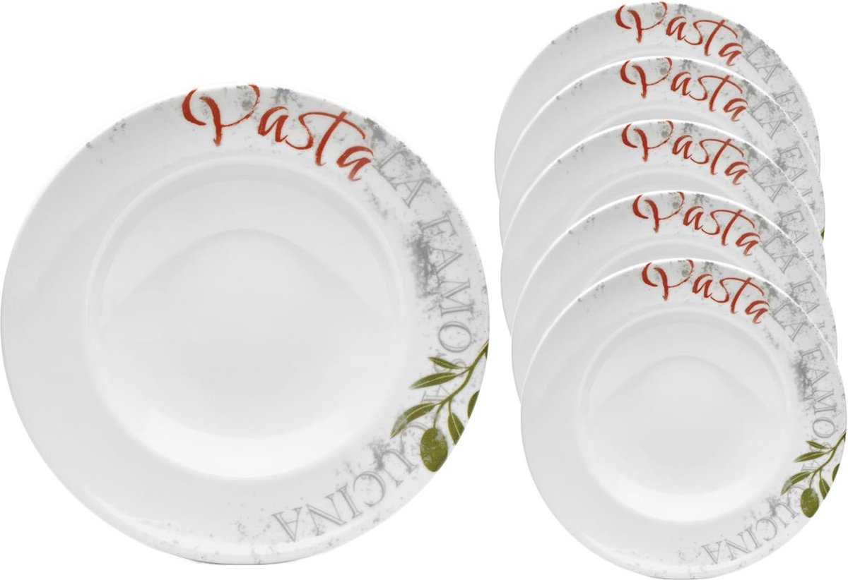 Elegante Porseleinen Pastaborden - Set van 6