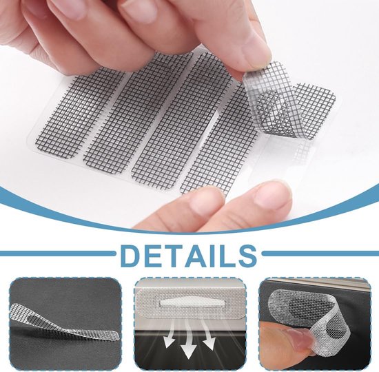 Klamboe Reparatieset - 35 Stuks, Zelfklevende Muggennet Patches voor Deur en Raam, Glasvezel Gaas — afbeelding 3