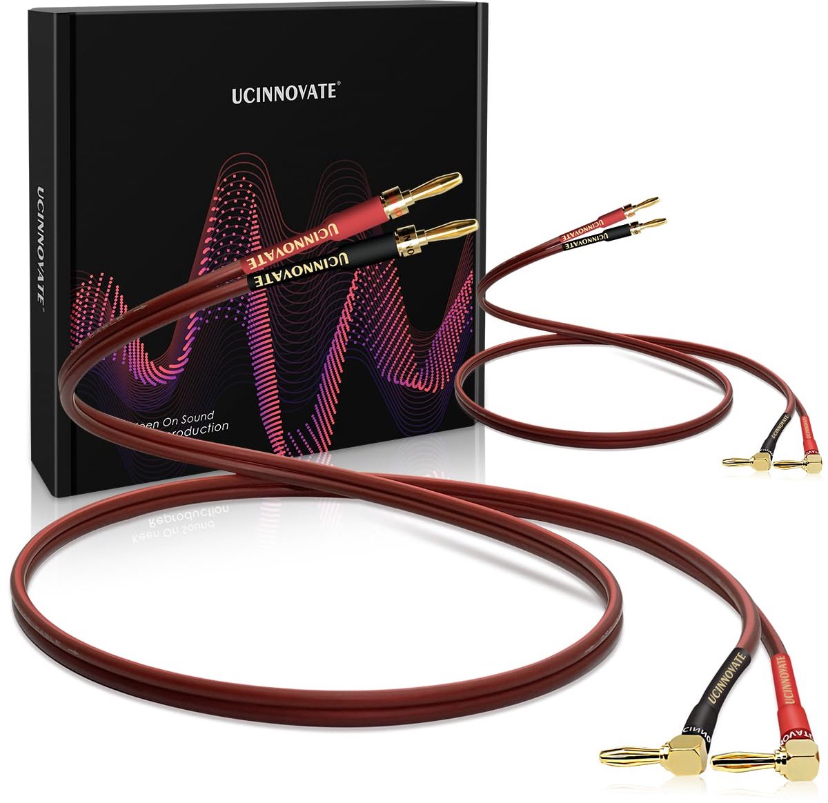 14 AWG Hifi Speaker Kabel met Vergulde Banaan Stekkers - 2x 3m L Type Audio Kabel
