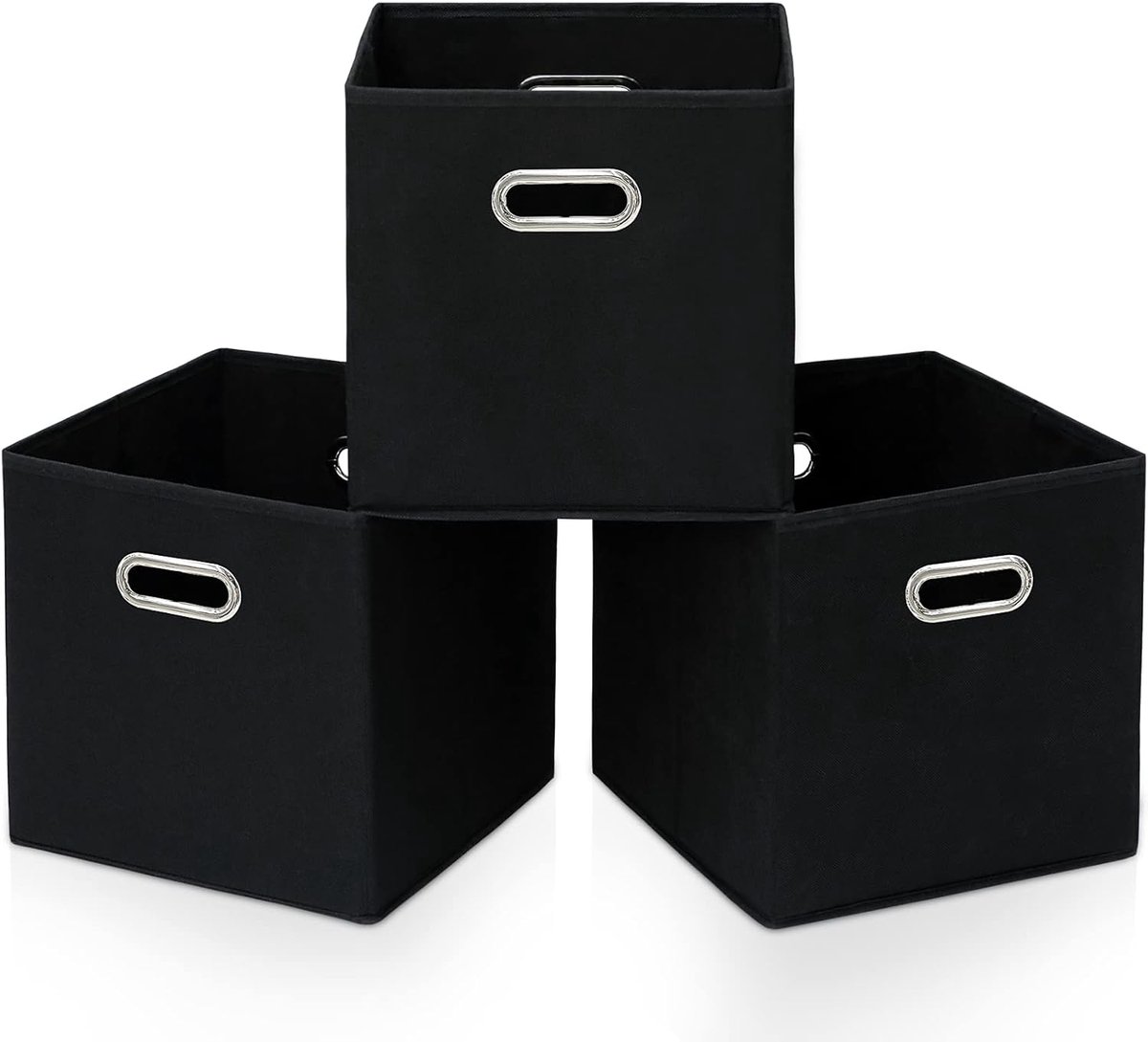 Zwarte Opvouwbare Opbergbakken Set van 3 - 11x11x11 cm voor Kleding en Accessoires