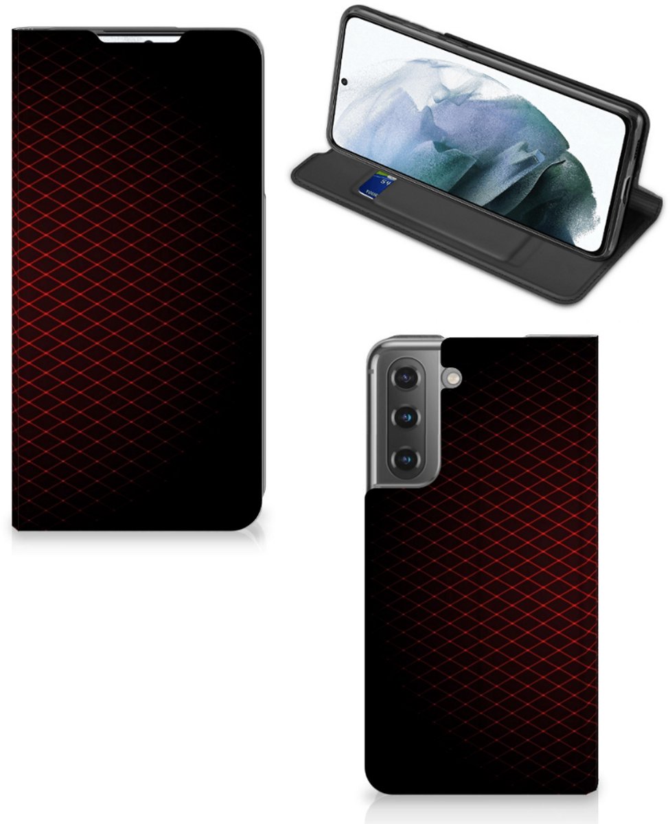 Samsung Galaxy S21 FE Hoesje met Magneet Geruit Rood