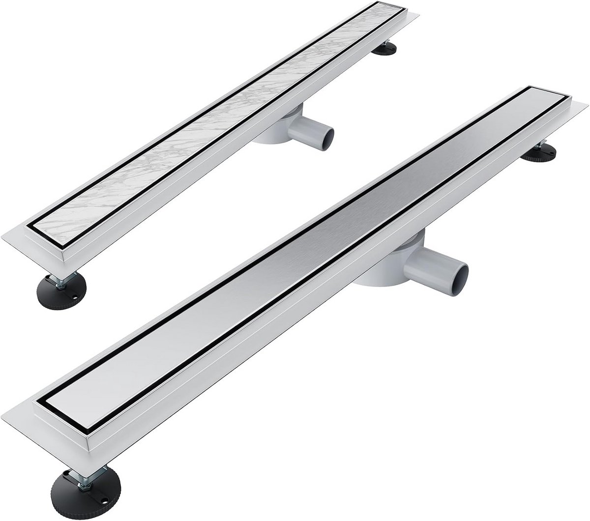 Inloopdouche Afvoergoot 100 cm Zwart RVS - Set voor Italiaanse Douche met Tegelprofiel