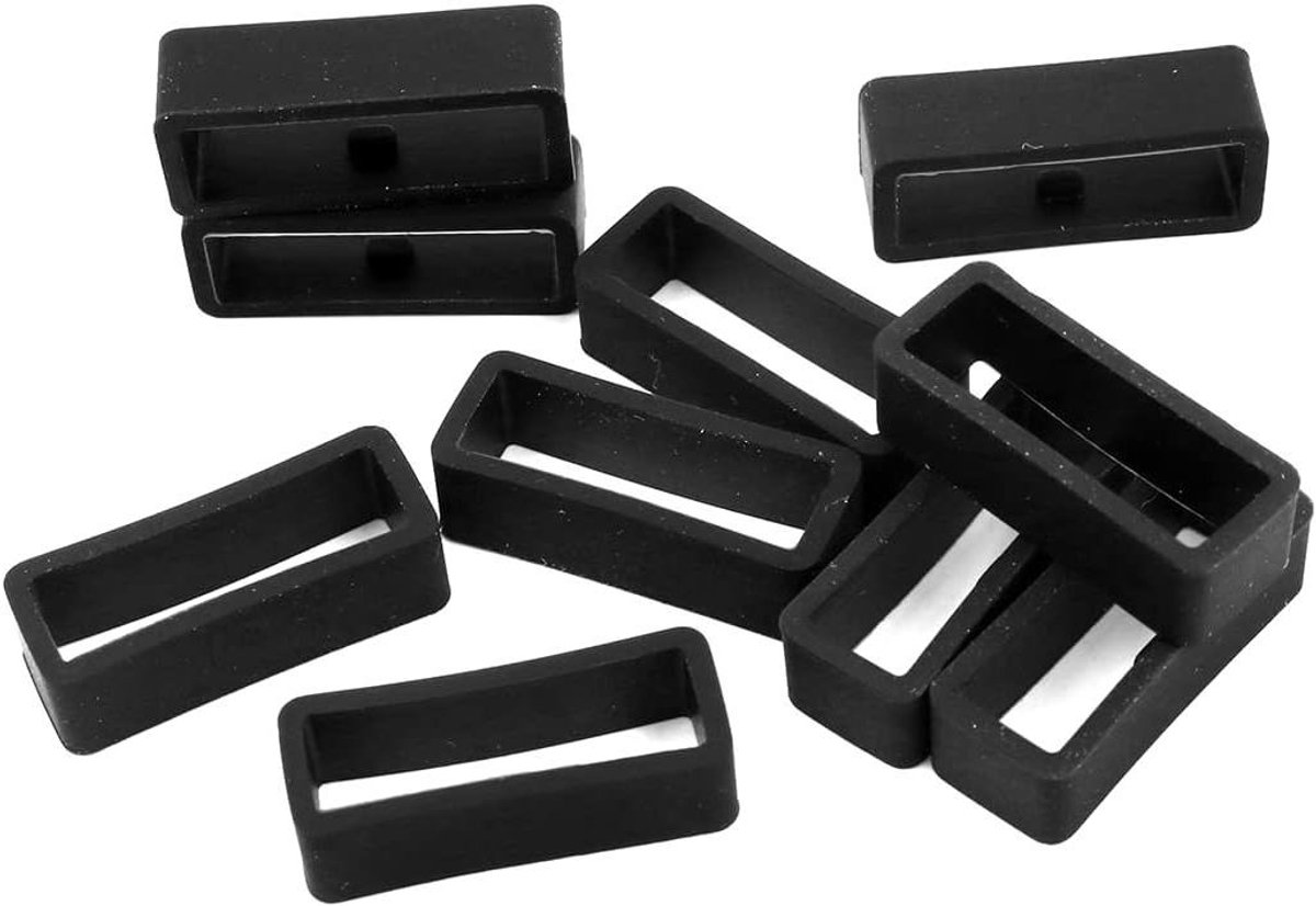 Siliconen horlogeband lus - Set van 10 stuks - 22 mm - Rubberen stop - Veiligheidsringen