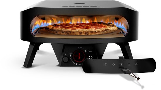 Cozze® 17” Pizza oven op Gas – Black Edition – Roterende Pizzasteen – Met Deur – Tot 610°C – Ø43 cm