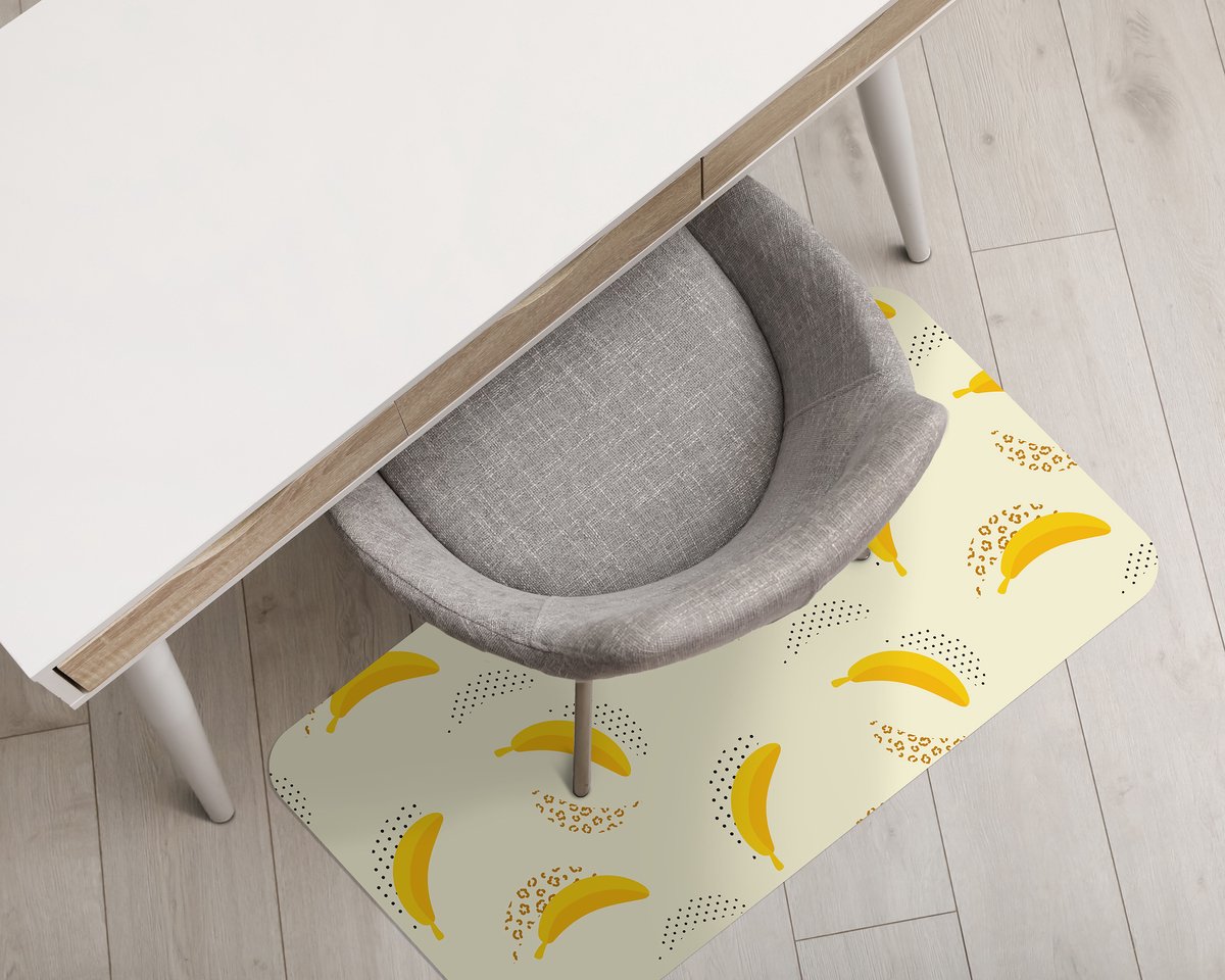 Coloray Vloerbeschermer - Bananen Stippen Vlekken Vloerbeschermer Bureaustoel - 100x70 cm - Geel Bureaustoelmat - Vloerbeschermer Vinyl - Mótif Vloerbeschermer - Rechthoekige Mat - Natuur Thema
