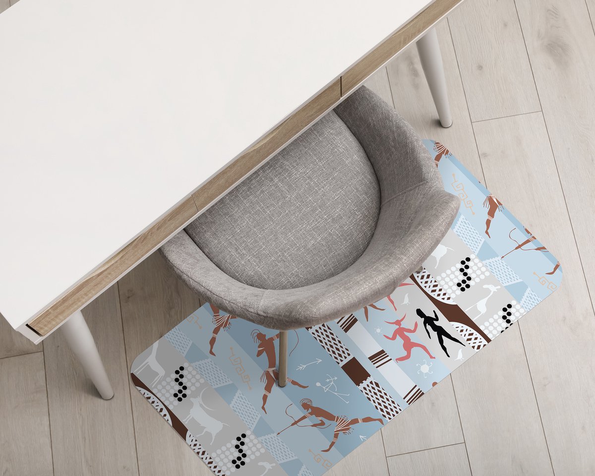 Coloray Vloerbeschermer - Afrikaanse schilderijen Vloerbeschermer Bureaustoel - 100x70 cm - Veelkleurig Vloerbeschermer Groot - Vloerbeschermer Bureaustoel Tapijt - Mótif Vloerbeschermer - Rechthoekige Mat - Dieren Thema