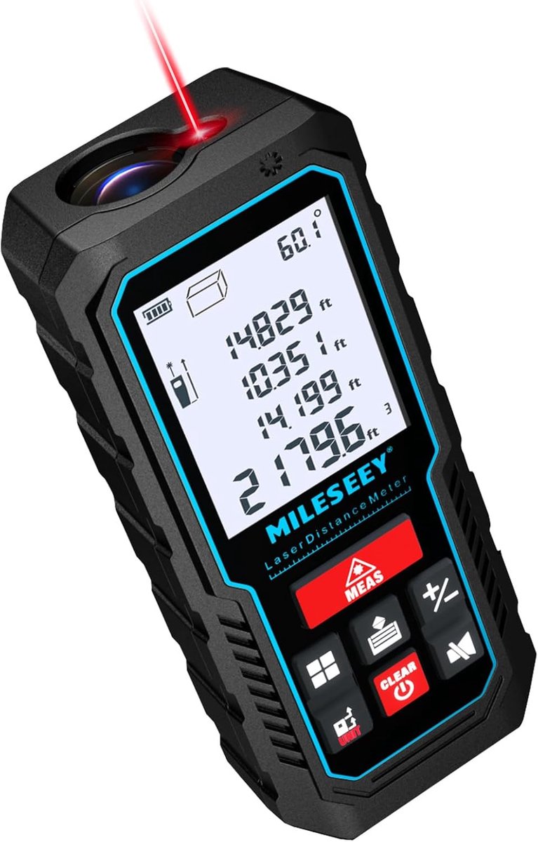 MELVRA Digitale Laser Afstandsmeter - 70 Meter - Met App-Connectiviteit - Elektronische Hellingsensor - ±2mm Nauwkeurigheid - Dubbel LCD Scherm - Pythagoras, Oppervlakte & Volume - Lasermeter - Inclusief Batterijen