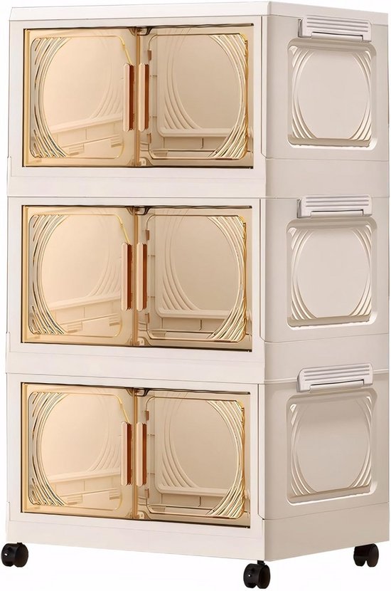 Creahaus 3-laags plastic stapelbare opbergdozen met deksel en draaggreep, opslagcontainers multifunctionele draagbare transparante organizer draagdoos voor het organiseren van kunsthandwerk, naaien