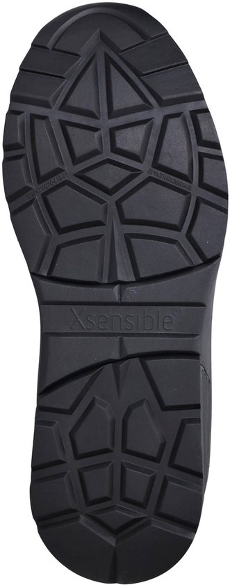 Zool van zwarte Xsensible schoen met geometrisch profiel.