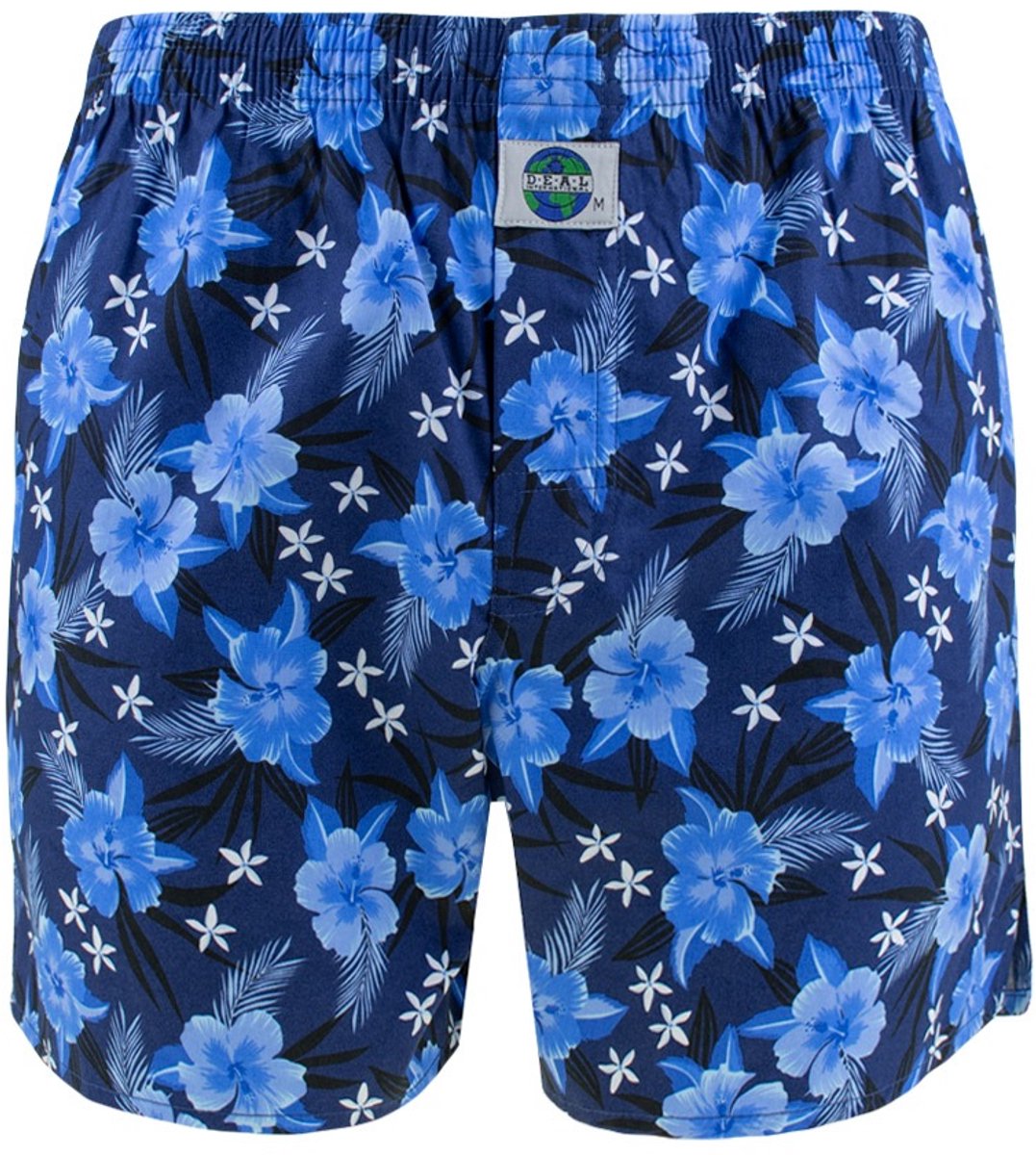 DEAL heren wijde boxershort flowers blauw 192290