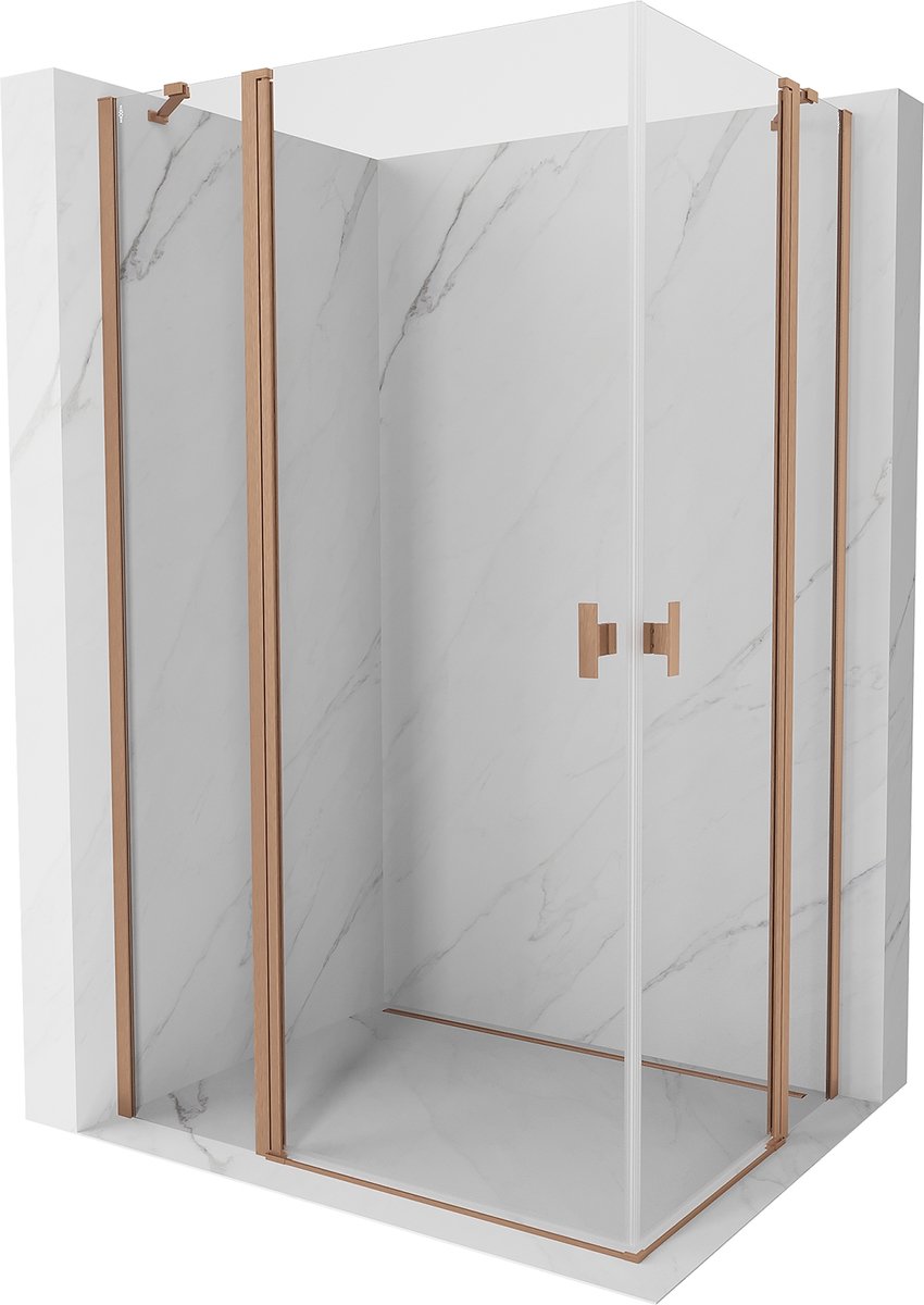 Mexen Mist Duo draaideur douchecabine 80 x 75 , transparant, geborsteld koper - 8A4-080-075-65-00