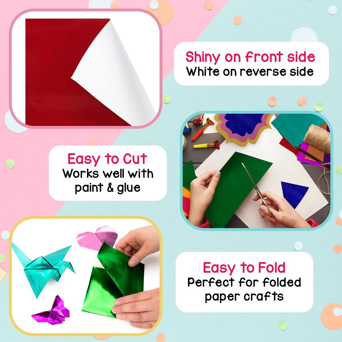 Metallic Gekleurd Papier (10 kleuren, 50 vellen) - Knutselpapier voor Ambachten en Schoolprojecten