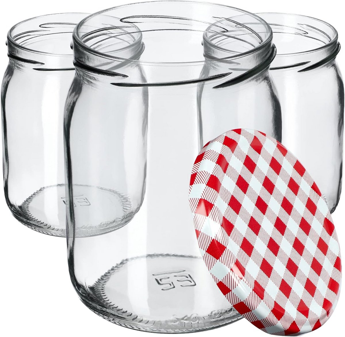 Grote Set van 48 Glazen Potten met Schroefdeksels voor Inmaken en Bewaren (540 ml)