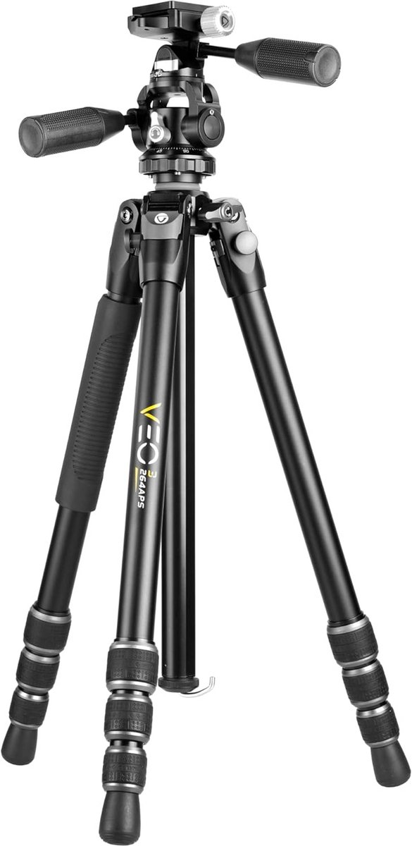 Stabiel 4-delig Aluminium Statief met 3-Weg Panoramische Kop voor Landschapsfotografie