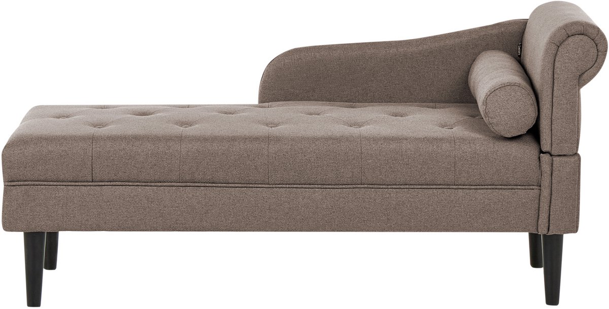 Beliani YVOIRE - Chaise longue - Taupe - Rechtszijdig - Polyester Beige