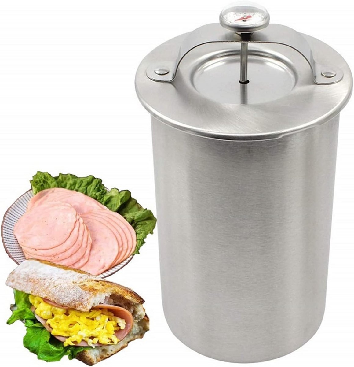 Roestvrijstalen Pers voor Ham, Vlees en Worst - Inclusief Vleesthermometer