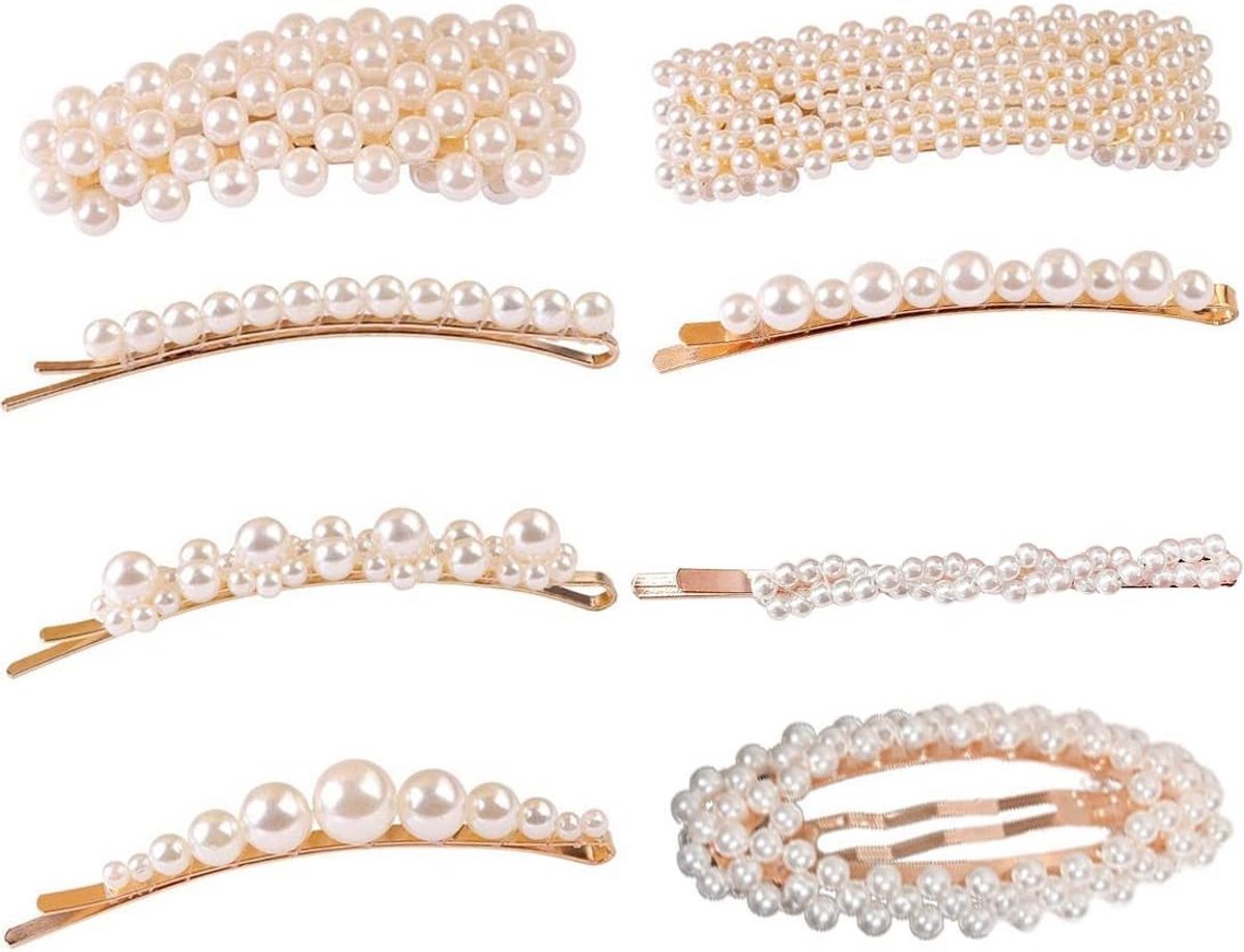 Elegante Parel Haarspeldenset voor Dames - 8 Stuks Haaraccessoires