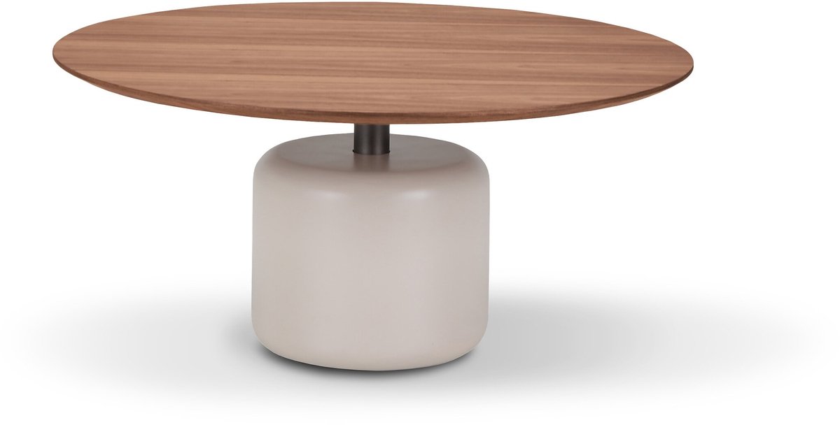 Icon Living - Salontafel Sarah 004 Rond 80x38 Walnoot Poot Off White