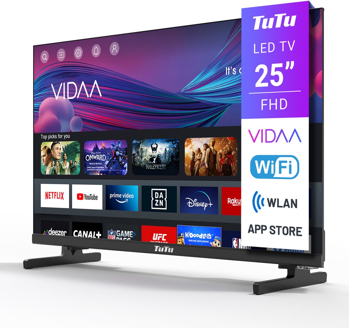 TuTu TUV25FQ1B 25 Inch Full HD LED TV met VIDAA Smart TV - afbeelding 3
