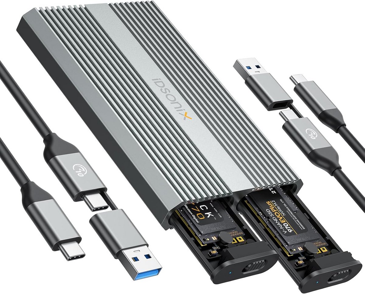 Externe Behuizing voor 2x M.2 NVMe SSD - 10Gbps USB-C