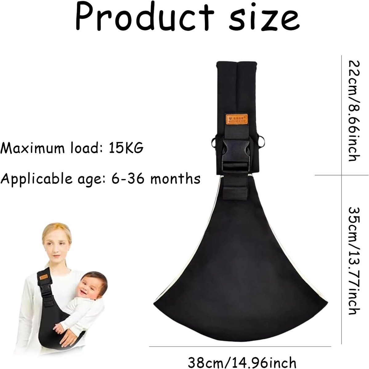 HHHK - Draagzak - Draagzak Baby - Draagdoek - Draagzakken - Zwart - Verstelbaar - Draagzak Peuter - Draagdoek Baby - Babydrager – foto 4