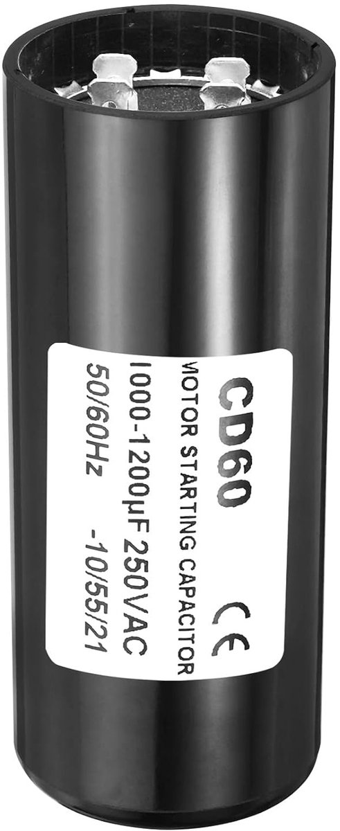 Motor start capacitor 1000-1200 uF/Mfd 250 V AC 50/60 Hz CD60 - motor starting capacitor voor elektrische motor - startcapacitor in gebruik