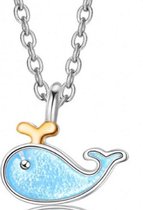 ketting-Dolfijn Flipper-Blauw- Zilver-45 cm-Charme Bijoux