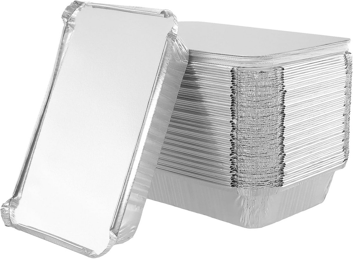 60x Aluminium Wegwerf Bakvormen met Deksel voor Maaltijden en Catering
