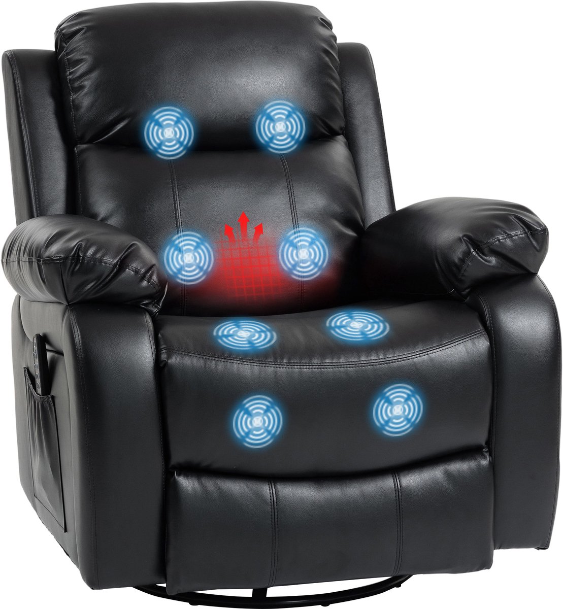 Homcom Massage Relaxstoel Kunstleer Zwart 98x92x100 cm - Product - €377,90