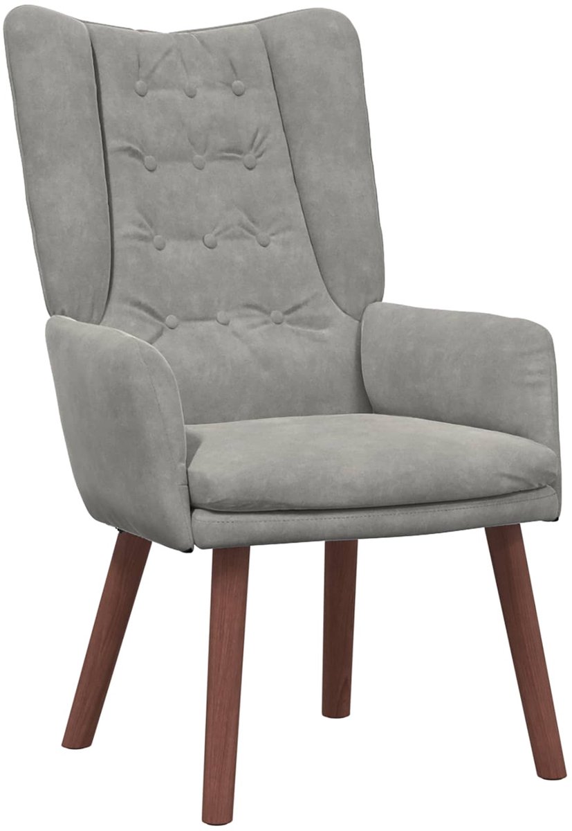 vidaXL Fauteuil - Lichtgrijs - 63 - x - 67 - x - 94 - cm - Fluweel