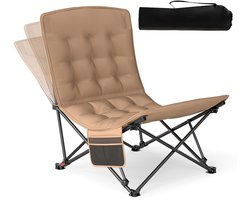 COSTWAY Campingstoel, opvouwbaar, gevoerde klapstoel met verstelbare rugleuning en zijzak, loungestoel met draagtas, 225 kg draagvermogen, vouwstoel voor kamperen, vissen