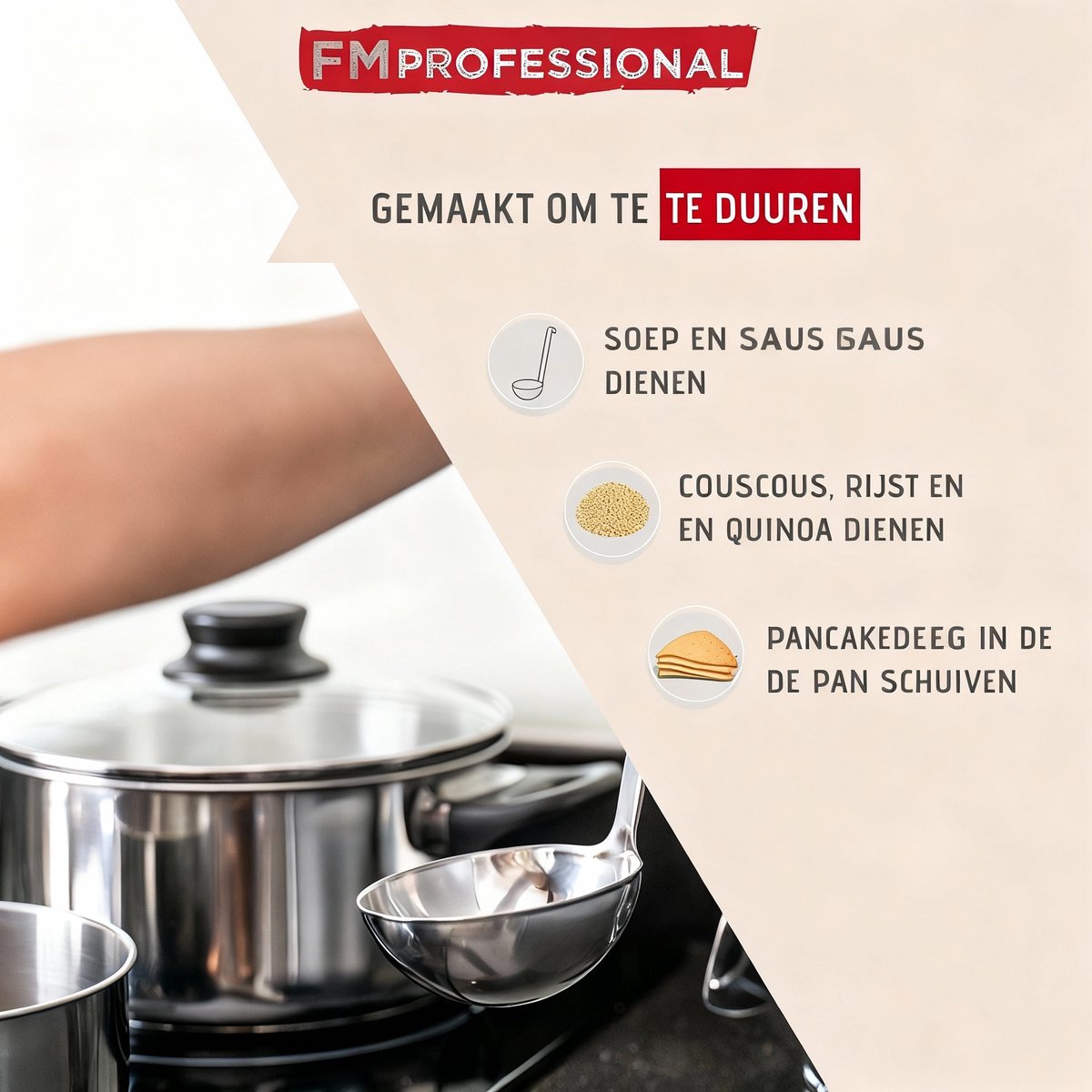 Keukenschep roestvrij staal 39 cm FM Professional Divers