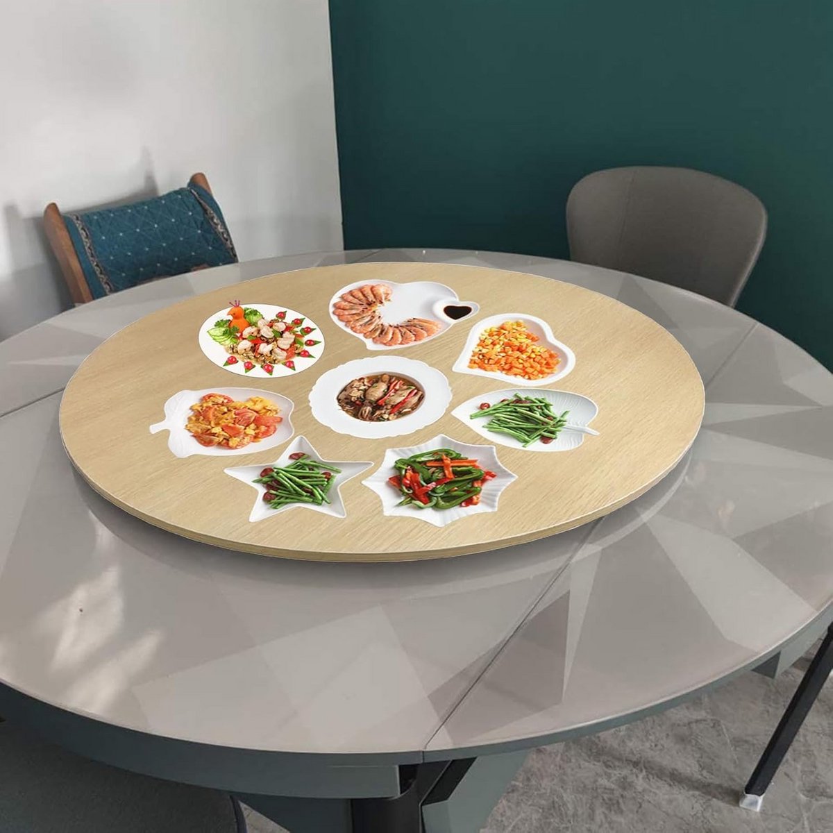 Ronde Houten Draaitafel voor Eettafel of Buffet - 360° Draaibaar Serveerblad
