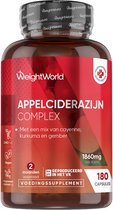 WeightWorld Appelazijn capsules - Appel Cider Vinegar Complex - 1860 mg - 180 vegan capsules voor 2 maanden