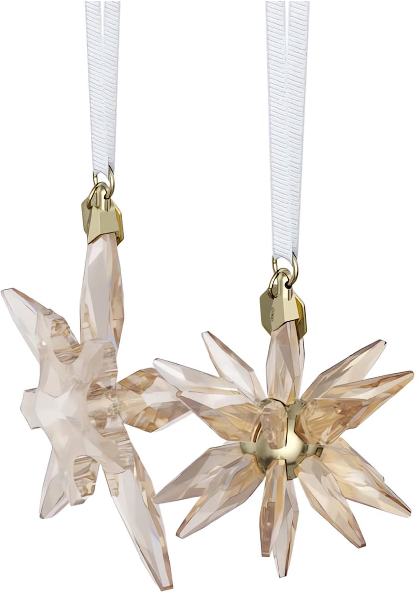 Swarovski Beeldjes Annual Edition Festive 3D Ornament Set 2025 5701824 | decoratieobject, goudkleurige sterren en 3D-ster, kristal stijl
