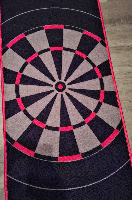 D/K Dartmat zwart - rood met Dartbord print 280 x 60 cm incl. verstelbare OCHE van Merkloos — afbeelding 3