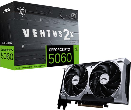 MSI GeForce RTX 5060 8GB GDDR7 Videokaart PCIe 5.0 Ray Tracing DLSS 4 HDMI 2.1 DisplayPort 2.1
