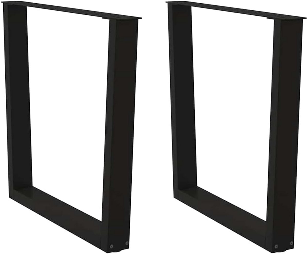 2x Zwarte V-vormige Eettafelpoten Set 90 cm Hoogte Verstelbaar Staal