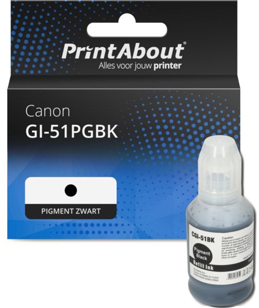 PrintAbout Huismerk Canon GI-51PGBK Inktcartridge Zwart