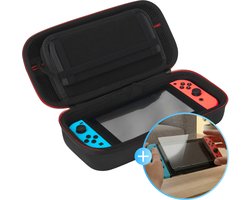 2BEFUN Case geschikt voor Nintendo Switch OLED - Incl. Screenprotector - Hoes - Beschermhoes - Opbergtas - Accessoires - Zwart