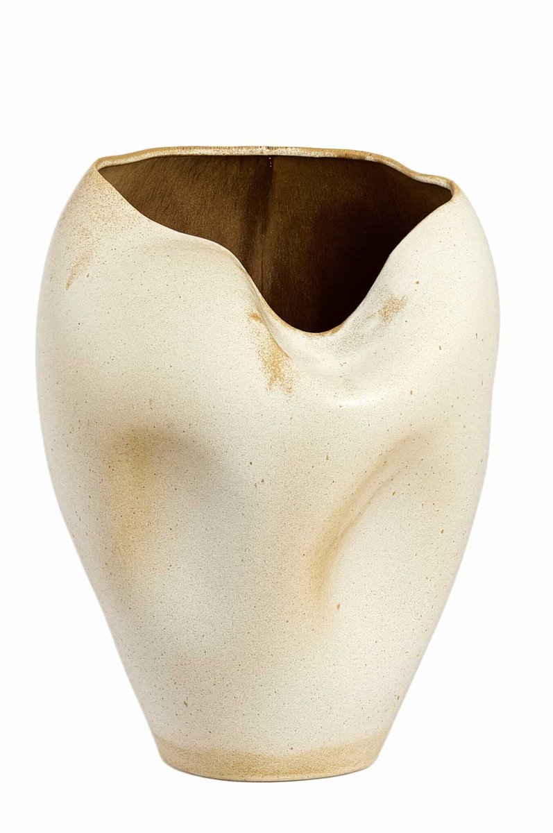 Light & Living Vaas Azura - Crème - Ø39x53cm - Keramiek - Modern - Bloemenvaas - Woondecoratie - Decoratieve vaas voor woonkamer of slaapkamer Wit