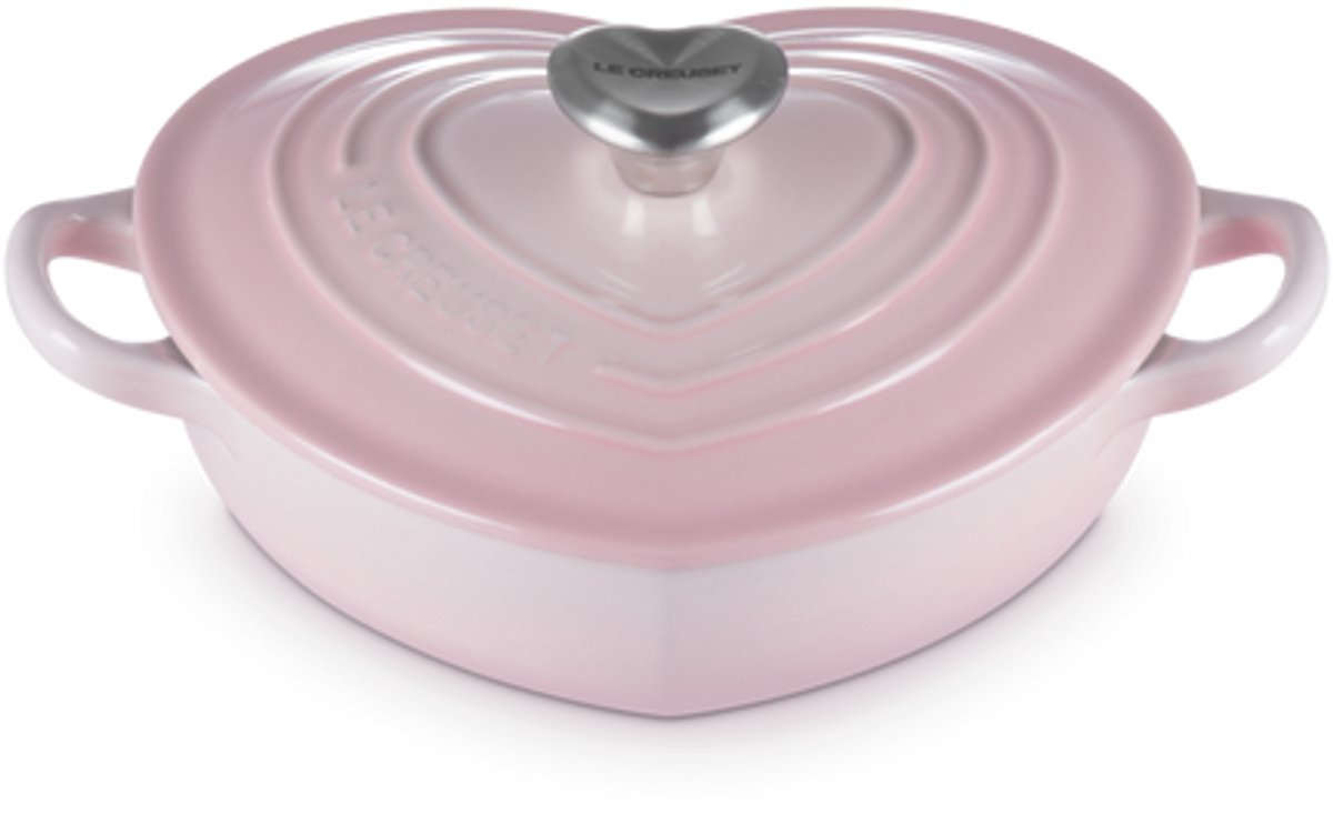 Le Creuset - Braadpan - Hart - in Geëmailleerd Gietijzer - met RVS Hartjesknop